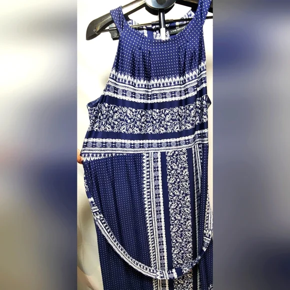 Lane Bryant Blue and White Smocked Maxi Dress-Size 18/20 - Picture 6 of 11